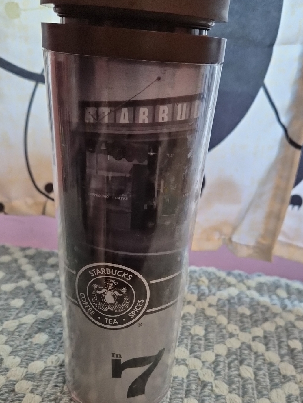 Starbucks Brown and Black Vintage Logo Travel Tumbler First Starbucks